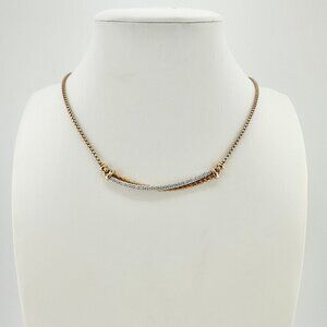 David Yurman Crossover Bar Necklace w/ Pavé White Diamonds in 18K Yellow Gold